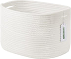 Cotton Rope Storage Basket, 15x10x9 Inches, Woven Basket for Shelves, Clothes, Towels, Books, and Laundry, White (1 Pack)
