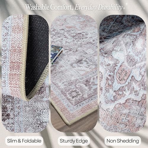 Fame Rugs Modern Oushak Rug 2x3, Vintage Doormat Turkish Colorful Oriental Antique Inspired Washable Small Area Rug, Luxury Living Room Bedroom (381LB, 2' x 3') - color: 392tw, size: 2' x 3' (Rectangular)
