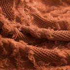 Simple&Opulence Cotton Throw Blanket for Bed, Couch, Boho Textured Geometric Knit Woven Blanket with Tassels Soft, Lightweight Breathable Shabby Chic Farmhouse Decoration for All-Season(Rust Orange)