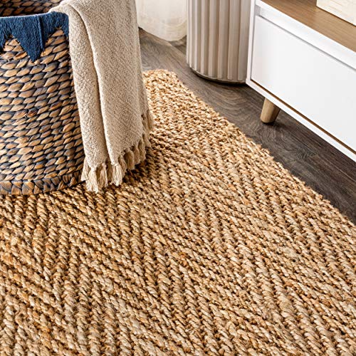 JONATHAN Y Espina Hand Woven Herringbone Chunky Jute Natural Runner Rug, 2x8, Bohemian, Cottage, Easy-Cleaning for Living Room, Bedroom, Kitchen, Pet Friendly, Non-Shedding (NFR101A-28) - color: Natural, size: 2'2" x 8' (Runner)