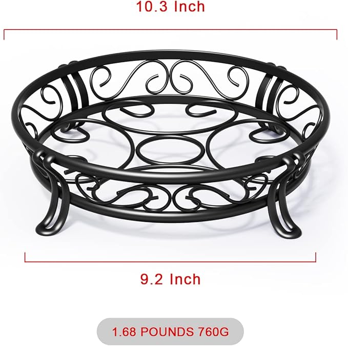 Yimobra Metal Plant Stand for Outdoor Indoor, Heavy Duty Flower Pots Holder Rustproof Wrought Iron Planter Stands Garden Round Supports Rack for Planter 10.3 Inches, Bronze Black