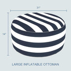 LVTXIII Indoor/Outdoor Extra Large Inflatable Ottoman Pouf D31 x H14 Inch, Round Footstool with Handle, Weather-Resistant Portable Furniture for Patio, Camping, Beach, Cabana Navy