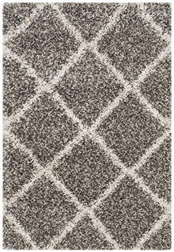 SAFAVIEH Hudson Shag Collection Accent Rug - 2' x 3', Grey & Ivory, Modern Trellis Design, Non-Shedding & Easy Care, 2-inch Thick Ideal for High Traffic Areas in Foyer, Living Room, Bedroom (SGH281B) - color: Grey/Ivory, size: 2' x 3' (Rectangular)