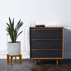 2 Pack Plant Stand Indoor Outdoor, Mid Century Plant Stand for Indoor Plants, Wood Modern Plant Holder Rattan Flower Plant stool, Low Short Boho Rustic Planter Stand, Fit 5-15 Inch Pot