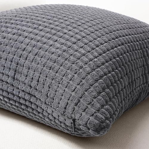 Softalker Throw Pillow Covers 18x18 Inch, Set of 2, Soft Corduroy Boho Stripe Decorative Pillow Cover, Couch Fluffy Pillow Cover for Farmhouse Home Decor Bed Living Room, Dark Grey - color: Yml Dark Grey, size: 18" x 18" (Pack of 2)