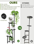 TOSKING 4 Tier Corner Plant Stand Indoor Outdoor, Heavy Duty Metal Flower Pot Holder Shelf for Multiple Plants, Space Saving ,Tall Metal Plant Stand with Drainage Holes for Outdoor Use,Tiered Display for Patio, Garden, Balcony, Living Room Decor (Black...
