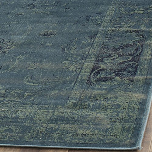 SAFAVIEH Vintage Collection Area Rug - 7'6" x 10'6", Turquoise & Multi, Oriental Distressed Viscose Design, Ideal for High Traffic Areas in Living Room, Bedroom (VTG117-2220)