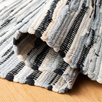 SAFAVIEH Rag Rug Collection Accent Rug - 2' x 3', Black & Multi, Handmade Boho Stripe Cotton, Ideal for High Traffic Areas in Entryway, Living Room, Bedroom (RAR129Q) - color: Black/Multi, size: 2' x 3' (Rectangular)