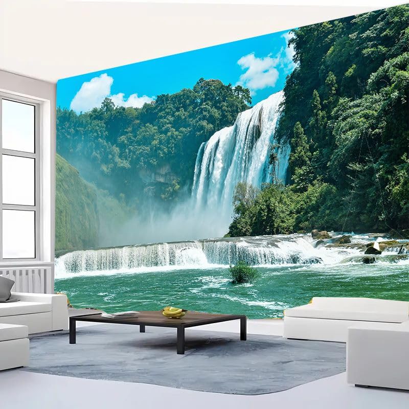 FENDROM Green Tree Forest Tapestry Waterfall Wall Hanging Nature Landscape Scenic Stone River Tapestries for Living Room Bedroom Dorm Home Decor - color: Y02, size: 59"L x 51"W