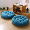 Meditation Floor Pillow Set of 2 Large Round Floor Cushions for Adults Tufted Corduroy Floor Seat Pillows Cushion for Living Room Tatami Yoga,Sky Blue 22x22 Inch