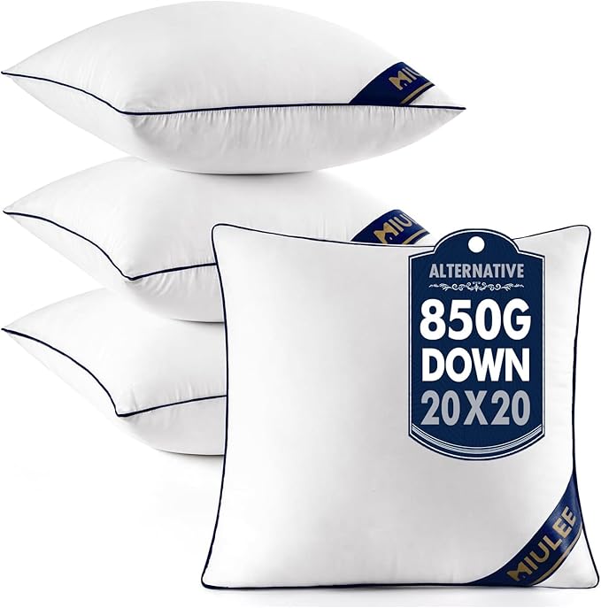 MIULEE 20x20 Pillow Inserts Set of 4 Throw Pillows Premium Down Alternative Pillow Inserts Square Decorative Pillow Stuffer for Sofa, Couch (20x20 inch, Set of 4)