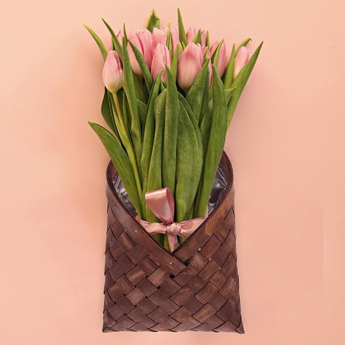 Ciieeo Woven Hanging Wall Basket Rustic Style Flat Wicker Storage Organizer for Kitchen and Home Decor 2.56 X 6.69 X 2.56 Inches