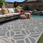Rugshop Blue Contemporary Geometric Indoor/Outdoor Area Rug — Hose Washable for Living Room, Dining Room and Office, 6'6" x 9' - size: 6'6" x 9' (Rectangular)