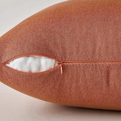 MIULEE Pack of 2 Decorative Linen Burlap Pillow Covers Farmhouse Boho Accent Pillowcases for Sofa Car Couch Bedroom Living Room Decor 18x18 Inch Rust - color: Rust, size: 18" x 18" (Pack of 2)