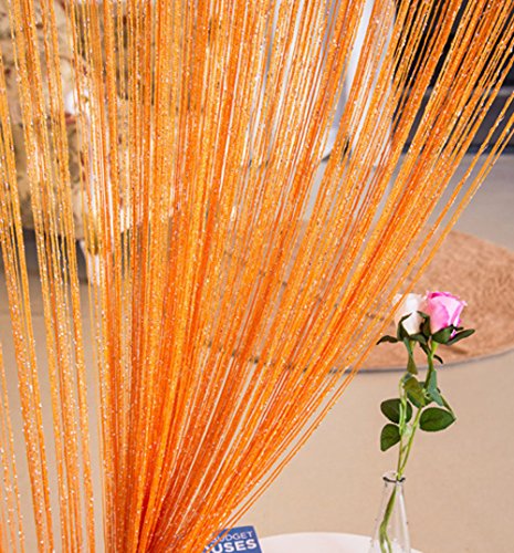 1x2 M Door String Curtain Rare Flat Thread Fringe Panel Room Divider Cute Strip Tassel for Wedding Coffee House Restaurant Parts - color: Orange