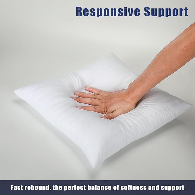 OKBA Set of 2 Throw Pillow Inserts, Hypoallergenic Soft & Firm Cushions with 100% Cotton Cover, 16x16 Pillows Filler for Side Sleepers, Sofa, Bed and Home Decor, Indoor Quality Hotel Pillows