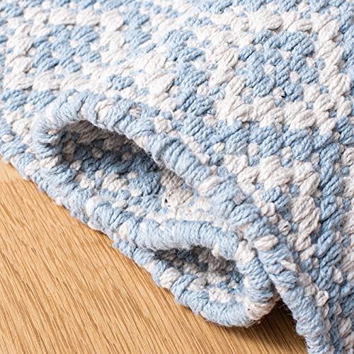 SAFAVIEH Montauk Collection Accent Rug - 2'6" x 4', Ivory & Light Blue, Handmade Cotton, Ideal for High Traffic Areas in Entryway, Living Room, Bedroom (MTK716B) - color: Ivory/Light Blue, size: 2'6" x 4' (Rectangular)