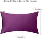 Thmyo 4-Pack 100% Cotton Lumbar Comfortable Solid Decorative Throw Pillow Case Rectangle Cushion Cover Pillowcase DIY Throw Pillowcase(12x20inch/30x50cm,Dark Reddish Purple)