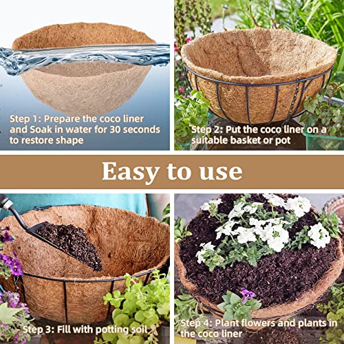 Legigo 4 Pack 18 Inch Hanging Basket Coco Liners Replacement, 100% Natural Round Coconut Coco Fiber Planter Basket Liners for Hanging Basket Flowers/Vegetables - color: 4pcs, size: 18 Inch
