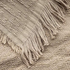 GLORY SEASON 100% Cotton Throw Blanket in Light Brown Jacqard Weave Fabric with Fringe Soft All Season Cover for Bed Couch and Living Room Sofa,Chair 50x60 Inches - color: Light Brown
