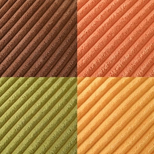 Volcanics Set of 4 Fall Orange Corduroy Decorative Throw Pillow Covers 18x18 Inch, Modern Yellow Green Gradient Couch Pillow Covers, Rustic Western Striped Cushion Covers for Bed Sofa Living Room - color: Yellow Orange, size: 18" x 18" (Pack of 4)