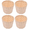 Bamboo Woven Storage Basket Set of 4 Small Decorative Sundries Organizer Baskets for Home Desktop Plant Holder and Room Decor