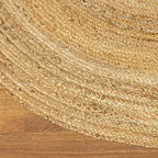 Super Area Rugs All Natural Soft Jute Braided Hand-Woven Rug Natural Beige 5' Round - color: Natural, size: 5' (Round)