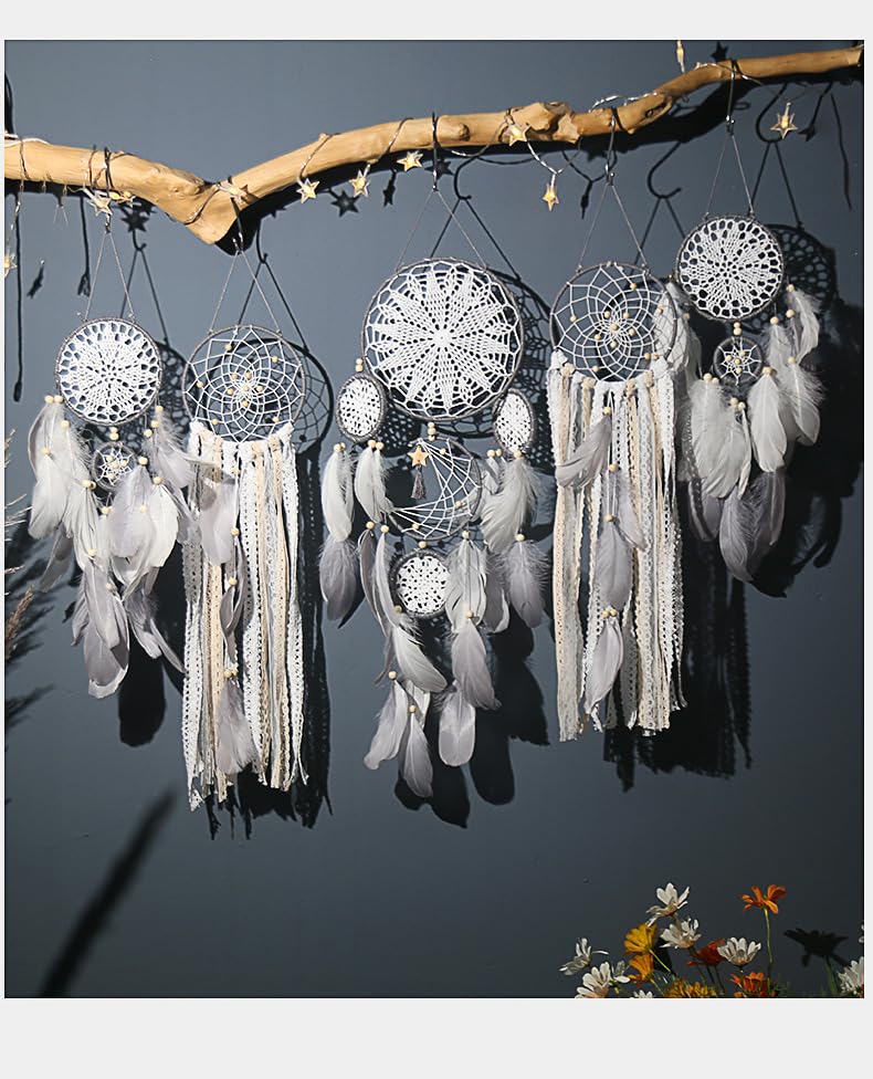5 Pack Bohemian Ornaments,Dreamcatcher Gift Boho Native American Decor, Handmade Dreamcatcher for Girls, Boys, Adults, Kids Room,Witchy Gifts (Pink) - color: Pink