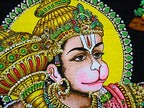 Flying Lord Hanuman Cotton Wall Hanging Painting : Size 43"x30" Inches - color: Hanuman