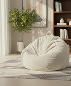 Stuffed Animal Storage Bean Bag Chair Cover (No Filler), Large Toy Storage Organizer & Comfy Kids Sofa Chair for Playroom, Teens Adults Toddler,Corduroy (White, Cover Only)
