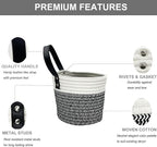 Cotton Rope Hanging Baskets for Organizing 2 Pcs Round Small Wall Basket with Handles Woven Organizer Storage Basket for Kitchen Bedroom Living Room Office(6”x6”, Black & White)