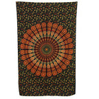 Bless International Handmade Indian hippie Bohemian Psychedelic Peacock Mandala Wall hanging College Dorm Beach Throws Table Cloth Bedding Tapestry (Golden Green, Medium(54x60Inches)(137x152cms)) - color: Golden Green, size: 60"L x 54"W