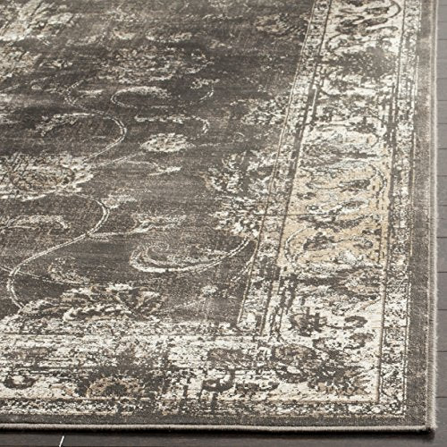 SAFAVIEH Vintage Collection Area Rug - 5'3" x 7'6", Soft Anthracite, Oriental Distressed Viscose Design, Ideal for High Traffic Areas in Living Room, Bedroom (VTG117-330)