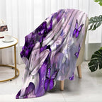 Purple Butterfly Flower Throw Blanekts Butterfly Blankets Soft Lightweight Cozy for Bed Couch Sofa Birthday Gifts Women Gifts for Her Anniversary Valentines Mothers Day Flower Gifts 70"x80"