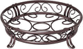 Yimobra Metal Plant Stand for Outdoor Indoor, Heavy Duty Flower Pots Holder Rustproof Wrought Iron Planter Stands Garden Round Supports Rack for Planter 11.8 Inches, Bronze Brown