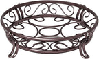 Yimobra Metal Plant Stand for Outdoor Indoor, Heavy Duty Flower Pots Holder Rustproof Wrought Iron Planter Stands Garden Round Supports Rack for Planter 10.3 Inches, Bronze Brown