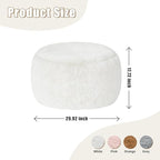 Round Pouf Ottoman Foot Rest, 29 X 18Inch Floor Poufs Footstool, A Round Modern Foam Filled Foot Stool for Living Room, Home, Nursery, Dorm (White, 29Inch)