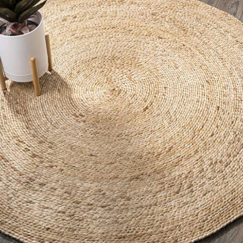 JONATHAN Y Soleil Jute Braided Circle Natural 8' Round Indoor Area Rug, Natural-Fibers, Geometric, Easy-Cleaning for Living Room, Bedroom, Kitchen, Pet Friendly, Non-Shedding (RNF103A-8R) - size: 8' (Round)