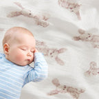 Little Jump 2-Pack Cotton Muslin Swaddle Blankets for Baby Boys Girls - Boho Baby Blanket for Boys & Girls- Large 47 x 47 inches Receiving Blanket Neutral (Bunny)