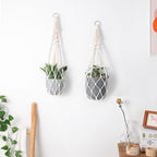 Artilady Macrame Plant Hanger Large Hanging Planter for Indoor Plants Holder White Cotton Rope Hanging Plant Basket Handmade Outdoor Window Boho Plant Wall Decor (White Macrame-2pcs)