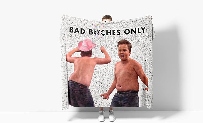 Gibby Bad B*tches Only Tapestry, Funny Flag for College Dorm, Available in Sizes from 40" to 90", Skin-Friendly Soft High-Definition Meme Tapestry(Size:90"×70")