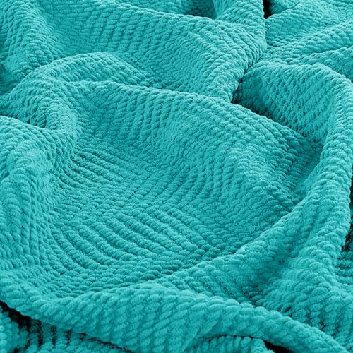 Home Soft Things Blue Throw Blanket Knitted Tweed Throw 50'' x 60'', Baltic Blue, Super Soft Cozy Warm Comfortable Breathable Throw for Living Room Chair Couch Bed Sofa Bedroom Home Décor - color: Baltic Blue, size: 50 in x 60 in