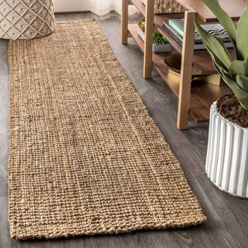 JONATHAN Y Pata Hand Woven Chunky Jute Natural Runner Rug, 2x16, Bohemian, Rustic, Cottage, Easy-Cleaning for Living Room, Bedroom, Kitchen, Non-Shedding (NRF102A-216) - color: Natural, size: 2' x 16' (Runner)