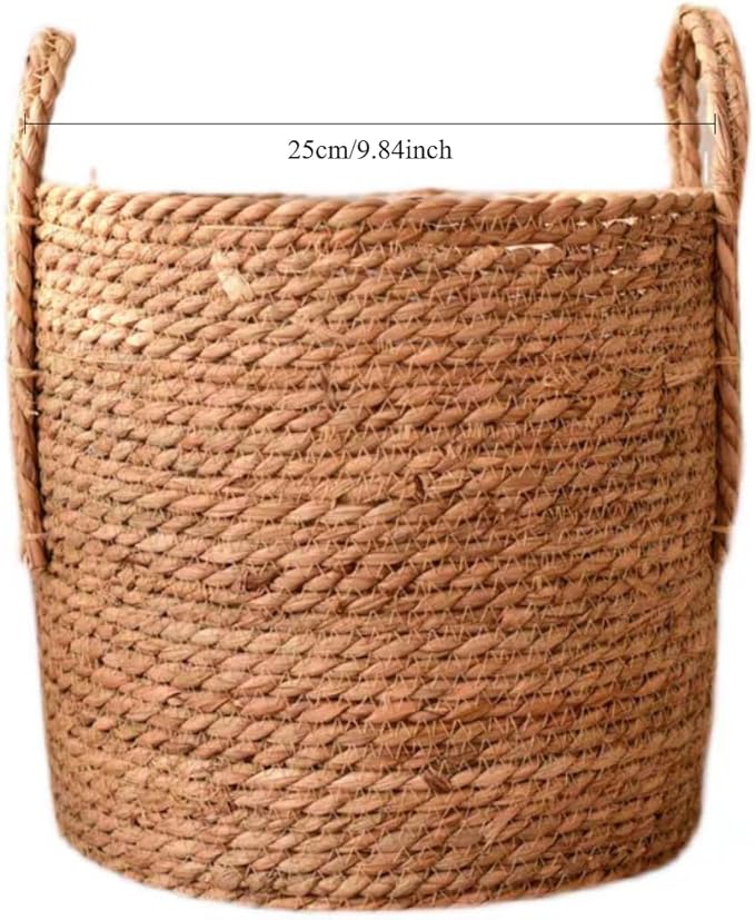 Handmade Rattan Woven Flowerpot Straw Woven Storage Basket Plant Holder Flower Pot Planter Balcony Home Decoration(9.84''X7.87''X9.84'')