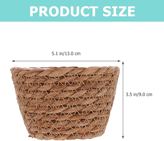 BESPORTBLE Seagrass Planter Basket Indoor, 2 Pcs Small Hand Woven Plant Basket Storage Containers with Plastic Liners for Indoor Planters Flower Pots Decoration, 5.07 * 3.5inch