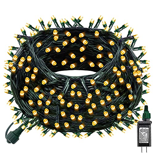 Dazzle Bright Christmas String Lights, 100 LED 33 FT Connectable Fairy Lights with 8 Modes, Waterproof Christmas Decorations for Indoor Outdoor Holiday Party Home Tree Decor (Warm White) - color: Warm White