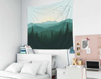 EMMTEEY Nature Tapestry Green Mountains Forest 80X60 Inch Large Tapestry Wall Art Hanging Tapetries for Bedroom Living Room Dorm Décor