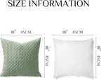 Softalker Throw Pillow Covers 18x18 Inch, Set of 2, Soft Corduroy Boho Stripe Decorative Pillow Cover, Couch Fluffy Pillow Cover for Farmhouse Home Decor Bed Living Room, Sage Green