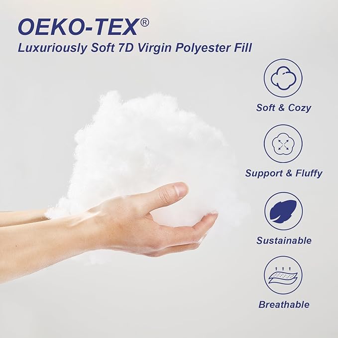 18x18 Pillow Inserts Set of 2 – Soft Hypoallergenic Square Pillow Inserts, Oeko-TEX Certified Virgin Fiber Filling, Machine Washable
