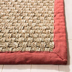 SAFAVIEH Area Rug 3x5 - Natural Fiber Collection - Natural & Red, Seagrass, Basketweave Pattern with Border (NF114D)